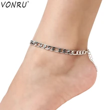 Простой дикий раздел ножной браслет высокого качества Металлический ножной браслет Figaro Link бижутерия для ног браслет из нержавеющей стали для женщин и мужчин