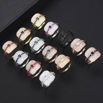 

13Colors Charm Attractive Rings paved Full AAA Cubic Zirconia For Women Bridal Wedding Engagement Rings Anniversary Jewelry