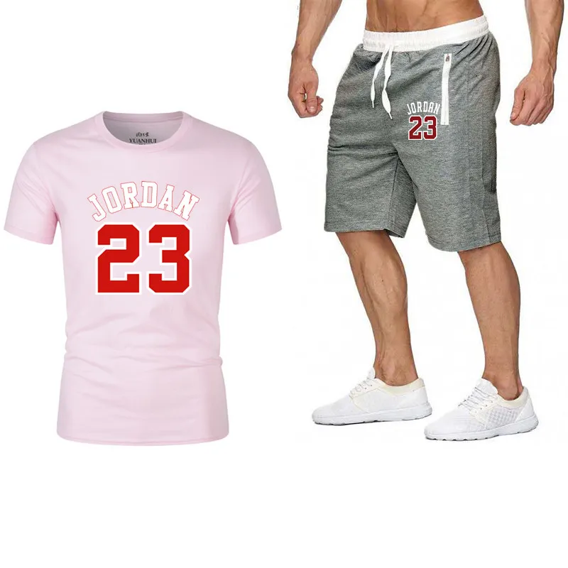 Комплект из двух предметов для мужчин наряды jordan 23 Футболка Шорты летом короткий набор спортивный костюм мужской спортивный костюм