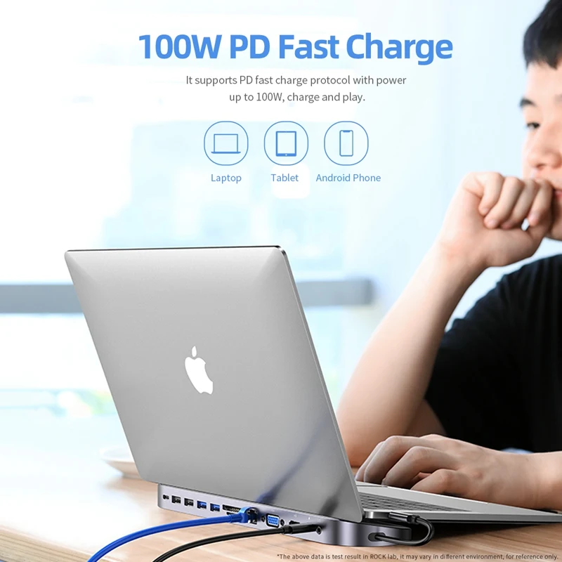 ROCK Type-C 3.1 Hub usb Docking Station USB C to HDMI Port Dex Station 100W PD Fast Charge Power Ad