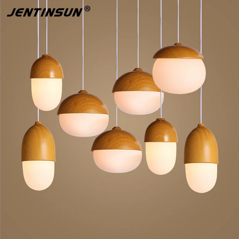 1pcs Modern Nordic American Style Nut Pendant Lights Creative Wood Glass Nuts Hanging Lamps for Bar Children's Room | Освещение