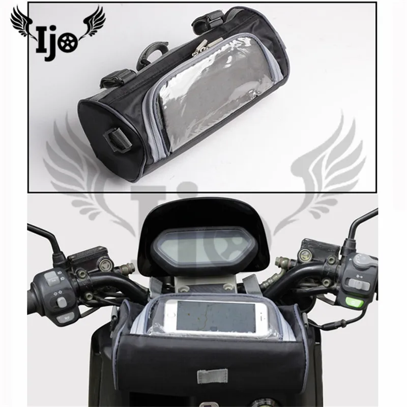 

scooter waterproof install with handlebar front bag moto torage bag mobile phone bags navigation motorcycle phone Holder adapter