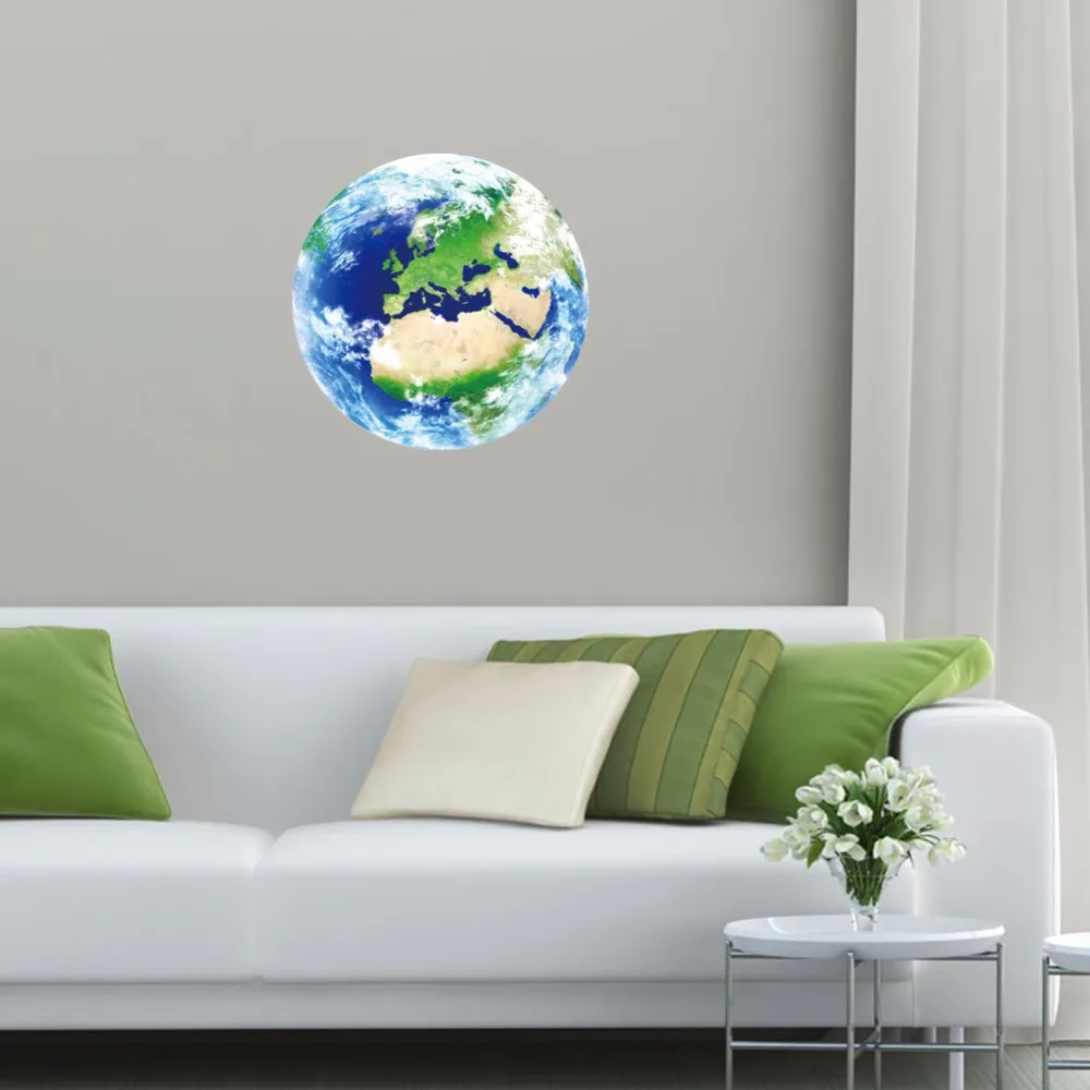 

New 1PCS Luminous Europe blue earth Cartoon DIY 3d Wall Stickers for kids rooms bedroom Home decor Living Room Hot sale
