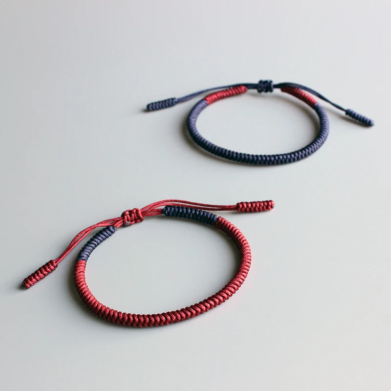 

Original Tibetan Buddhist Blessed Good Luck Knots Rope Bracelets Handmade Size Adjustable Buddhism Braided Couple Loyalty Bangle