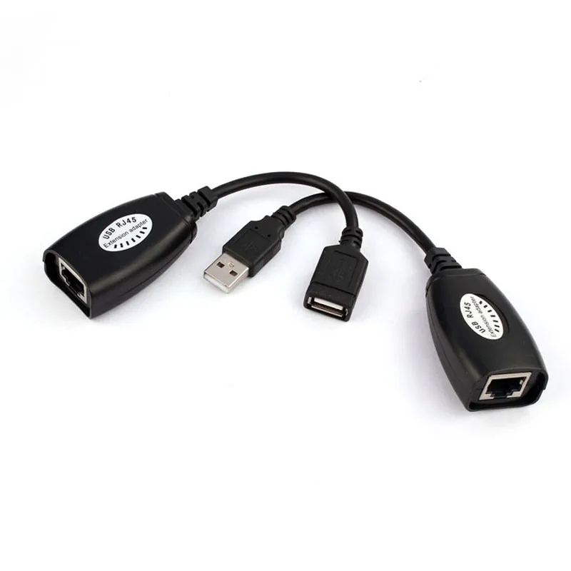 

USB Extension Extender Adapter Up To 150ft Using CAT5 RJ45 LAN Cable for USB cameras, printers, web cams, keyboard/mouse