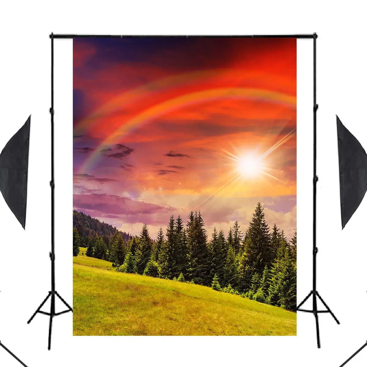 5x7ft Радужный фон фотографии лес реквизиты для студийного фото студии вечерние