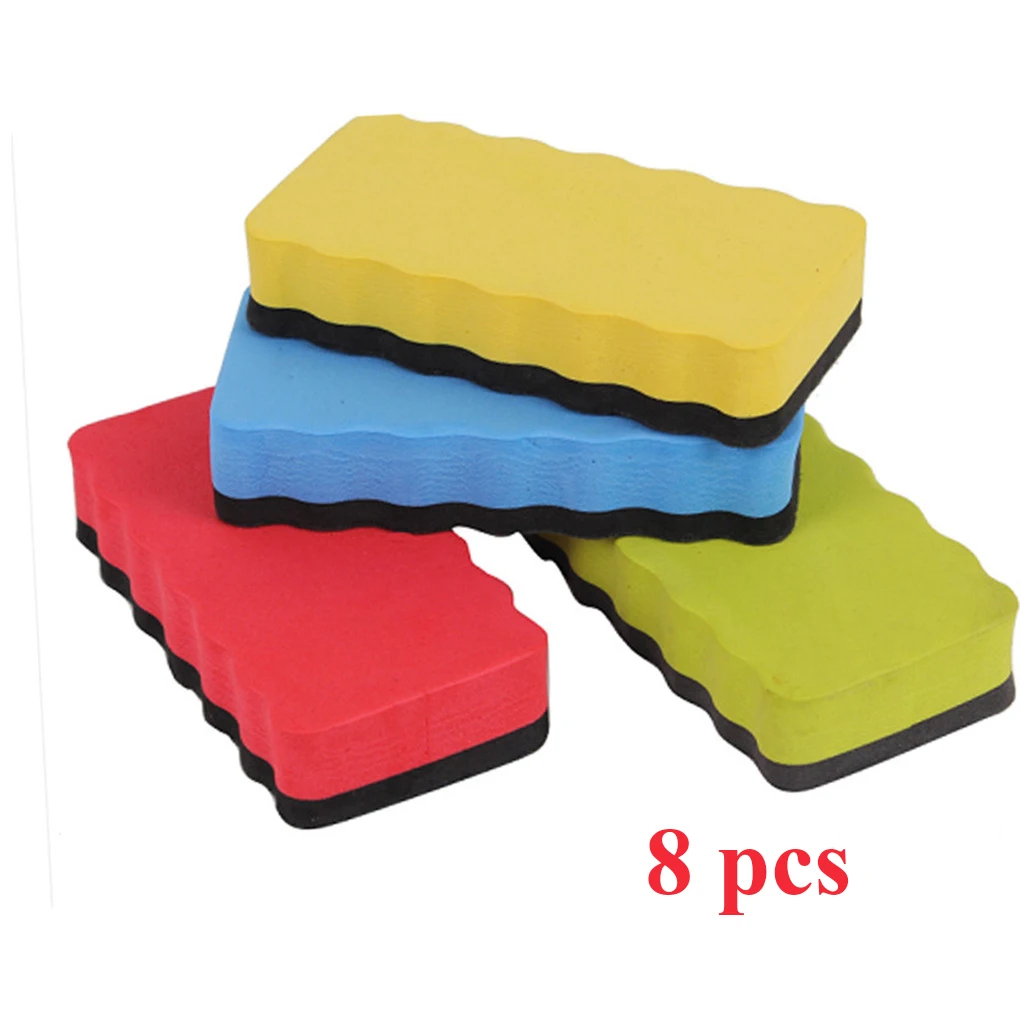 

8 pcs blackboard eraser foam eraser powder chalk whiteboard dry wiping office whiteboard demo blackboard wipe