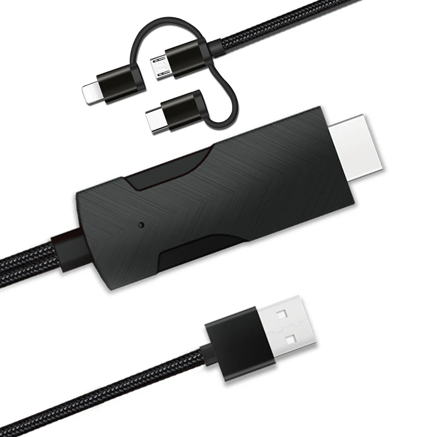 3 в 1 2 м 4 к HDMI HDTV Кабель usb type-c Micro USB к HDMI для iPhone X 8 7 6 для Android huawei Samsung, HTC, Xiaomi