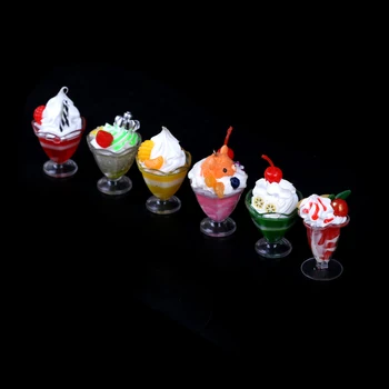 

1pc Mini Food Doll Accessories Dollhouse Miniature Drink Ice Cream Cups Set Model Pretend Play Fit Play House Toy