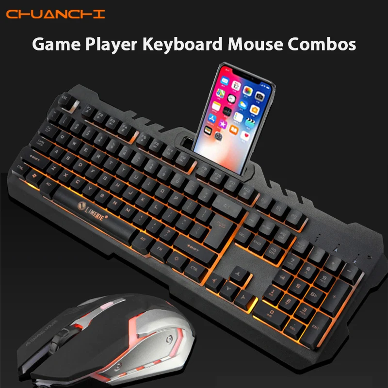 

CHUANCHI T21 Gaming Keyboard mouse combos USB Wired LED Backlit Mechanical Feel with 3200 DPI Adjustable gaming mouse for gamer