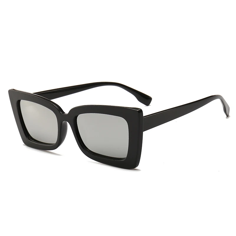 Роскошные квадратные солнцезащитные очки для женщин, фирменный дизайн, летние оттенки черного цвета, винтажные негабаритные солнцезащитные очки для женщин, женские солнцезащитные очки - Цвет линз: Серебристый