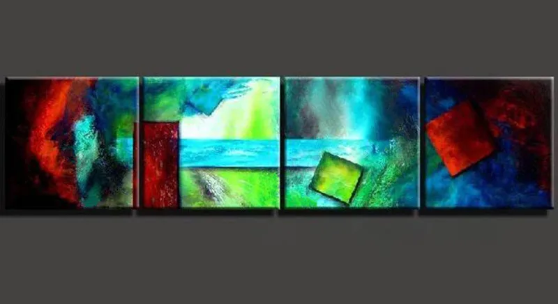 

Handpainted Abstract Palette Colors Oil Paintings on Canvas Handmade Modern Wall Painting Home Decorativos Arts 4 Piece Pictures