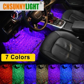 

CNSUNNYLIGHT Car LEDs Foot Starry Light With USB Sockets Interior Mixed colorful Lamp Automatic Sound Control Decorative lights