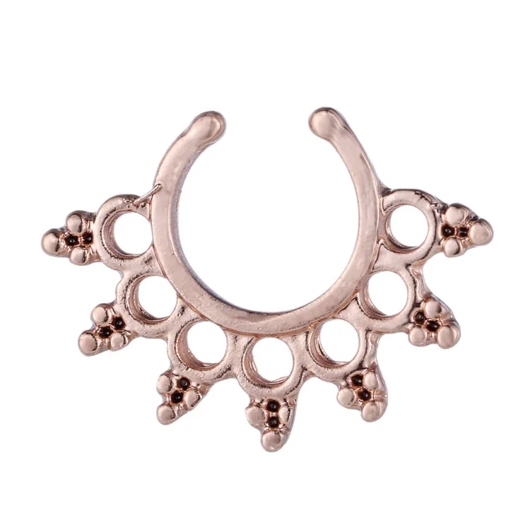 Поддельная перегородка, медицинское титановое кольцо для пирсинга носа, Серебряное Золотое ювелирное изделие, клипса для тела, обруч для женщин и девушек, клипса для перегородки, подарок