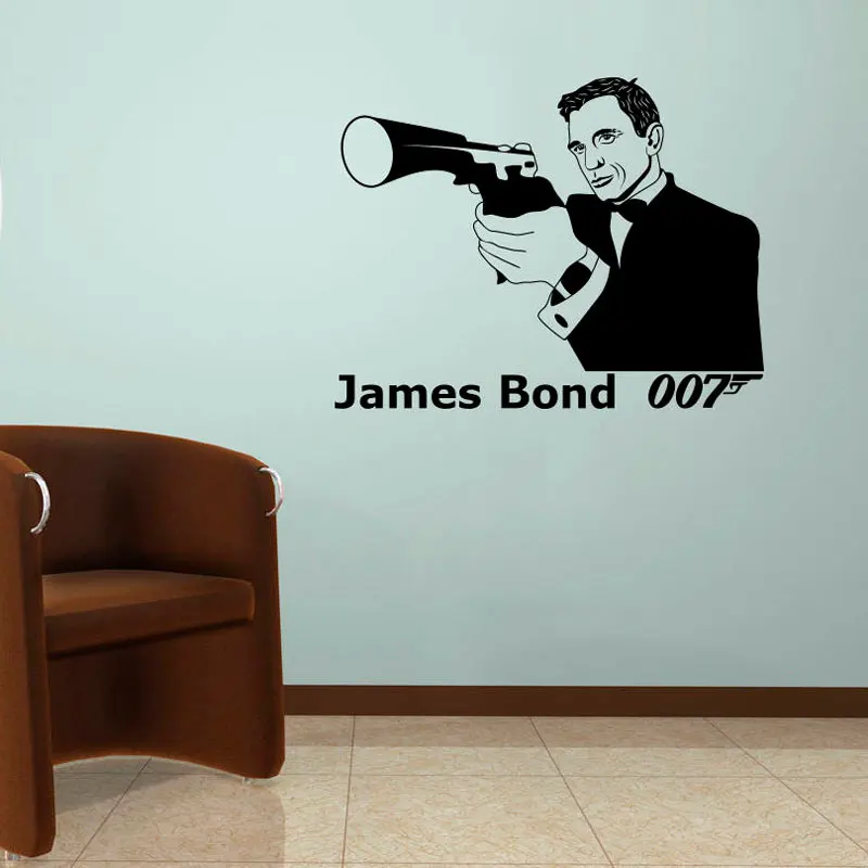 James Bond Wall Decal Agent 007 Vinyl Mural Boy's Room Decorations Home