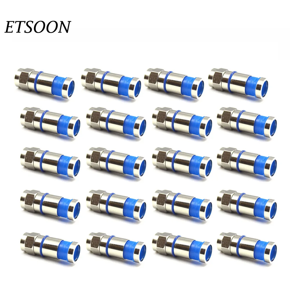 ETSOON 20pcs RG6 Coax Connector Compression Cable F Connector Coaxial F