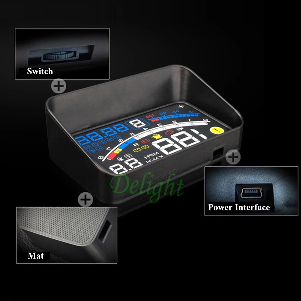 4E 5 &quotАвтомобильный OBD2 II EUOBD автомобильный HUD Дисплей с повышенной скоростью