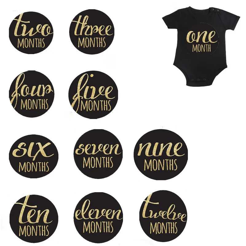 

FREE GIFT, Monthly Baby Stickers , Baby Month Stickers, Baby Milestone Stickers, Baby Belly Stickers, Black, Gold Glitter Romper
