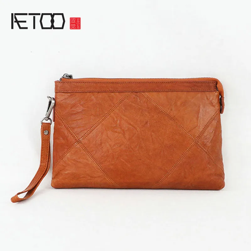 

AETOO Leather Handbag Men's Handbag Soft Leather Vegetable Tank Wrinkle Sewing Sewing Leather Handbag