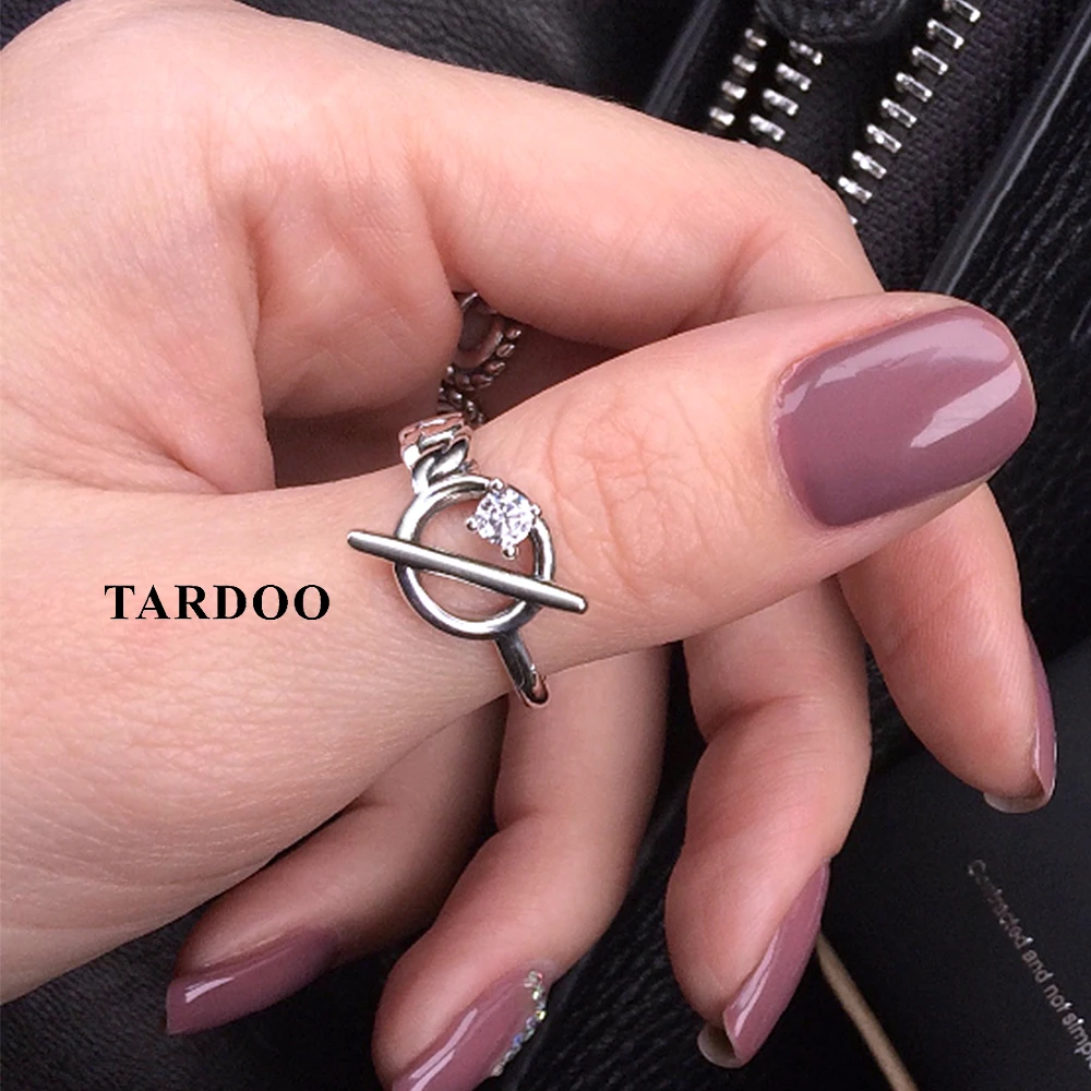

Tardoo Genuine 100% Pure 925 Sterling Silver Adjustable Rings for Women roundness plus across modle rings Brand Fine Jewelry