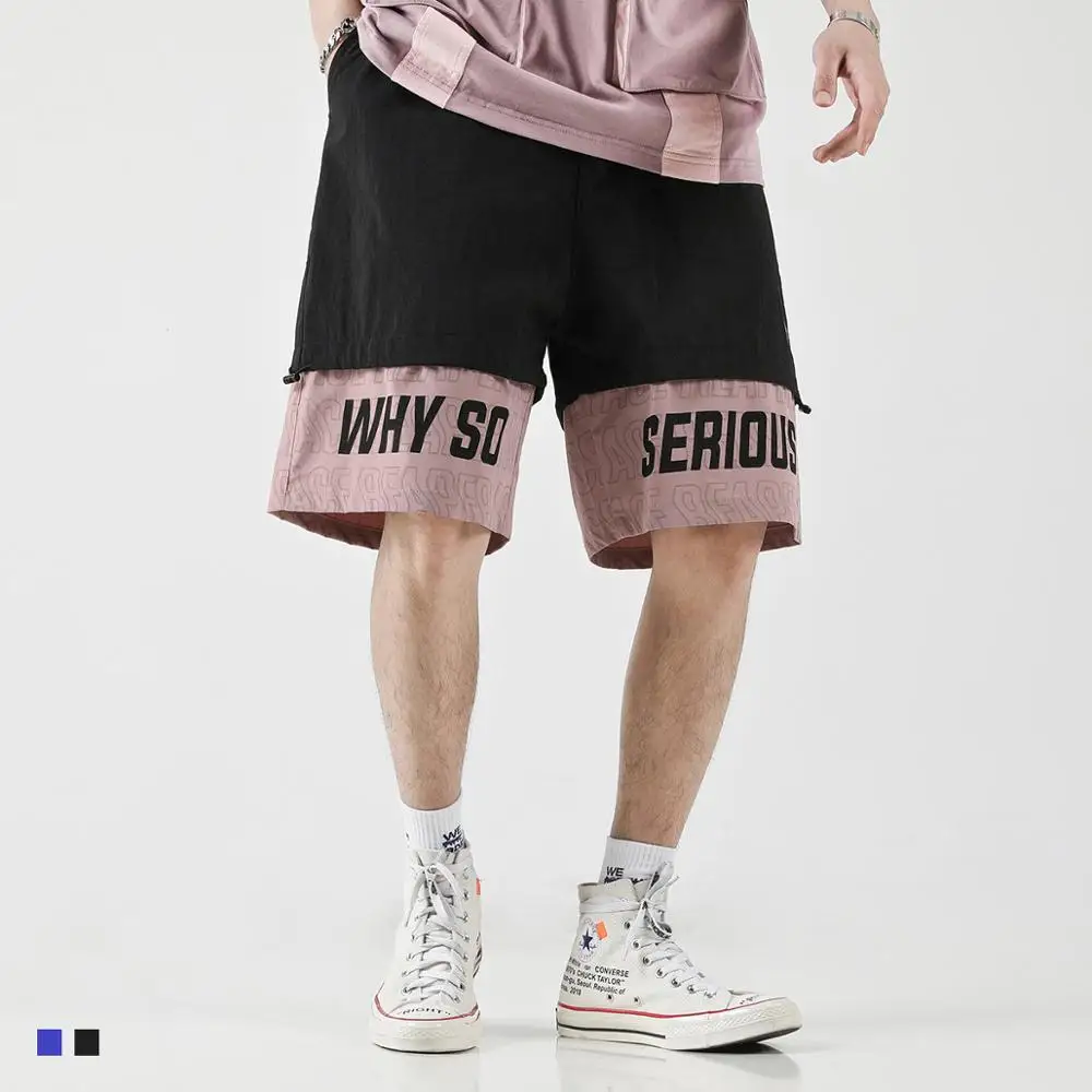 

2019 summer clothing hip hop loose shorts men patchwork streetwear Knee Length casual fashionable sweat shorts Basketball