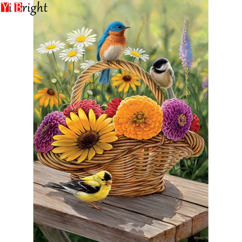 

5D DIY full square diamond painting cross stitch flower & flower basket diamond embroidery rhinestone flower mosaic home XY1
