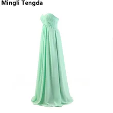Mingli tengda vestido longo de hortelã, verde/rosa, vestidos de dama de honra, sem alças de chiffon, vestido túnica de festa de casamento