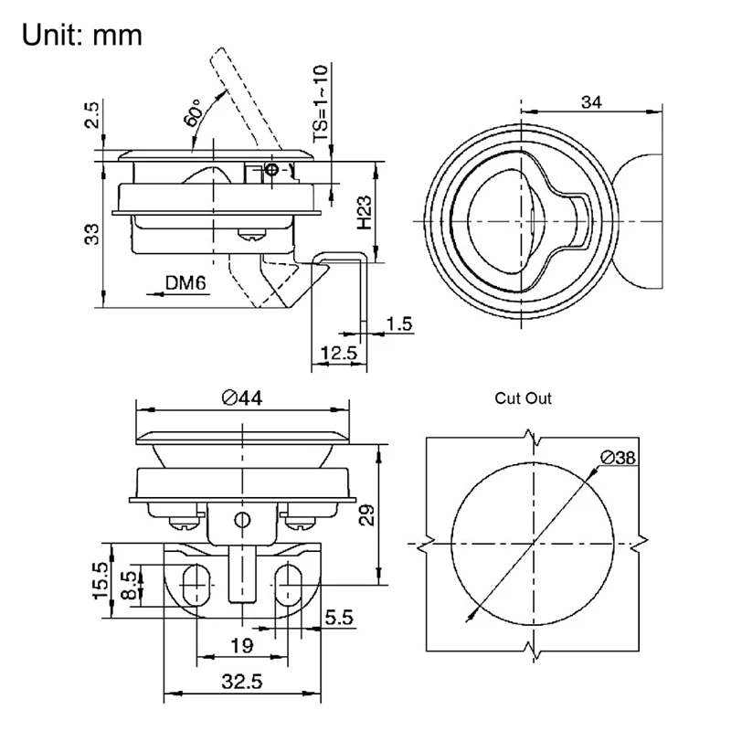 SHGO-RV яхта K6344-1 металла 12 дюймов двери тормозной механизм блокировки