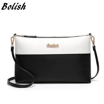 

Bolish Soft Leather Women Clutches Bags Single Shoulder Bag Gold Brand Logo Evening Party Handbags