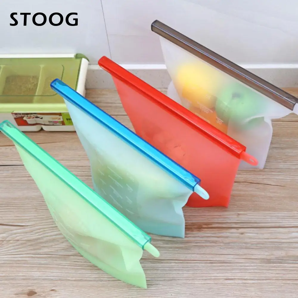 Silicone Practical Zipper Pouches Kitchen 17.5*23CM Vacuum Bag Sealed Food Packaging Vacuum