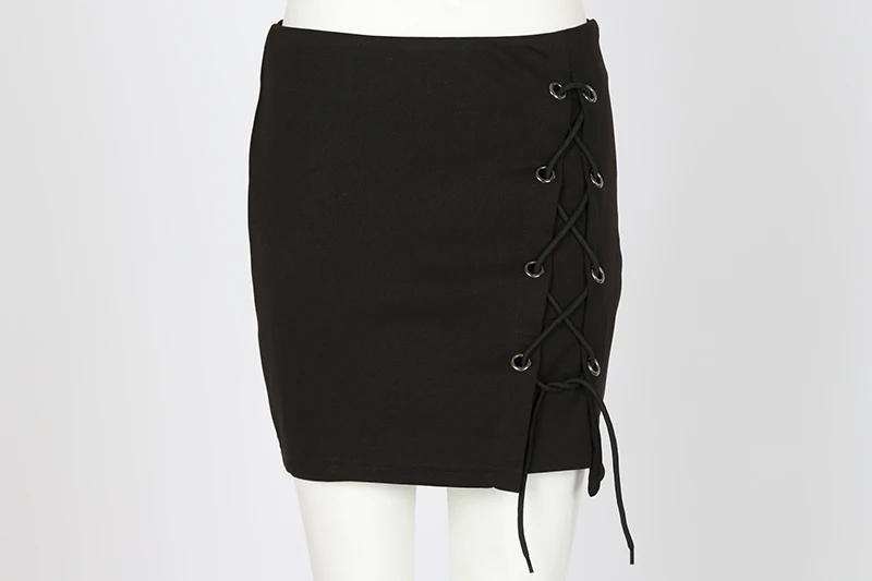 BONGOR LUSS Spring Summer Women Skirts 2017 Fashion New Lace Up Casual Girls Skirts Solid Split Up Pencil Mini Black Sexy Skirts (18)