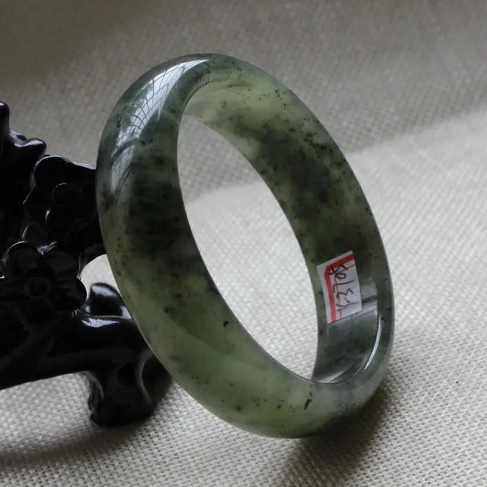 

59mm Chinese Genuine Natural Green Nephrite Jade Gems Bangle Bracelet A-3705