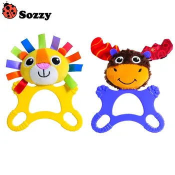

Children Toys Extra Large Teether Rattles Ring Bell Cartoon Lion Reindeer Dolls Infant Newborn Baby Plush Toy Gift FJ88