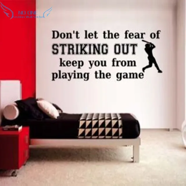 baseball player and text slogans vinyl wall sticker home decorations