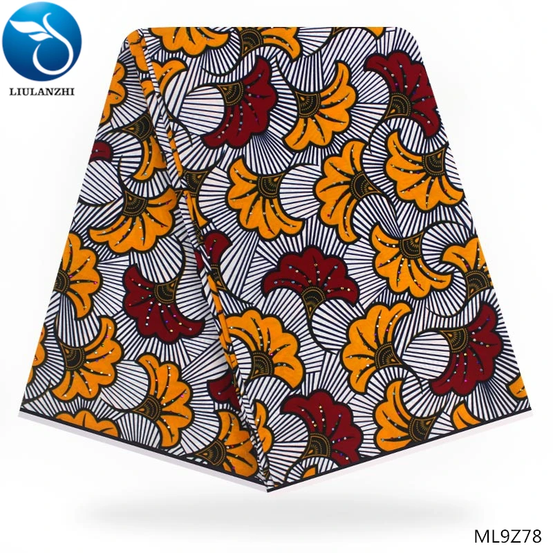 

LIULANZHI African wax fabrics 6yards 100%Cotton ankara wax with stones for dress Latest style wax printed fabrics ML9Z77-ML9Z94