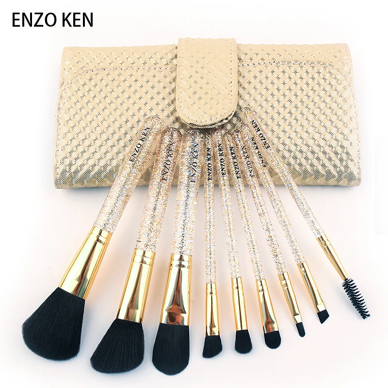 Кисти для макияжа с косметическим чехлом ENZO KEN 9 шт. наборы синтетических кистей