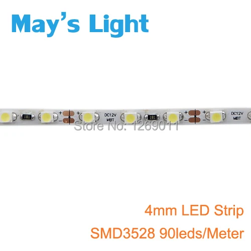 

5 meter Super Slim 4mm width LED Strip Light with 90 LEDs, 12V DC Operating Voltage led tape Light Free Shipping