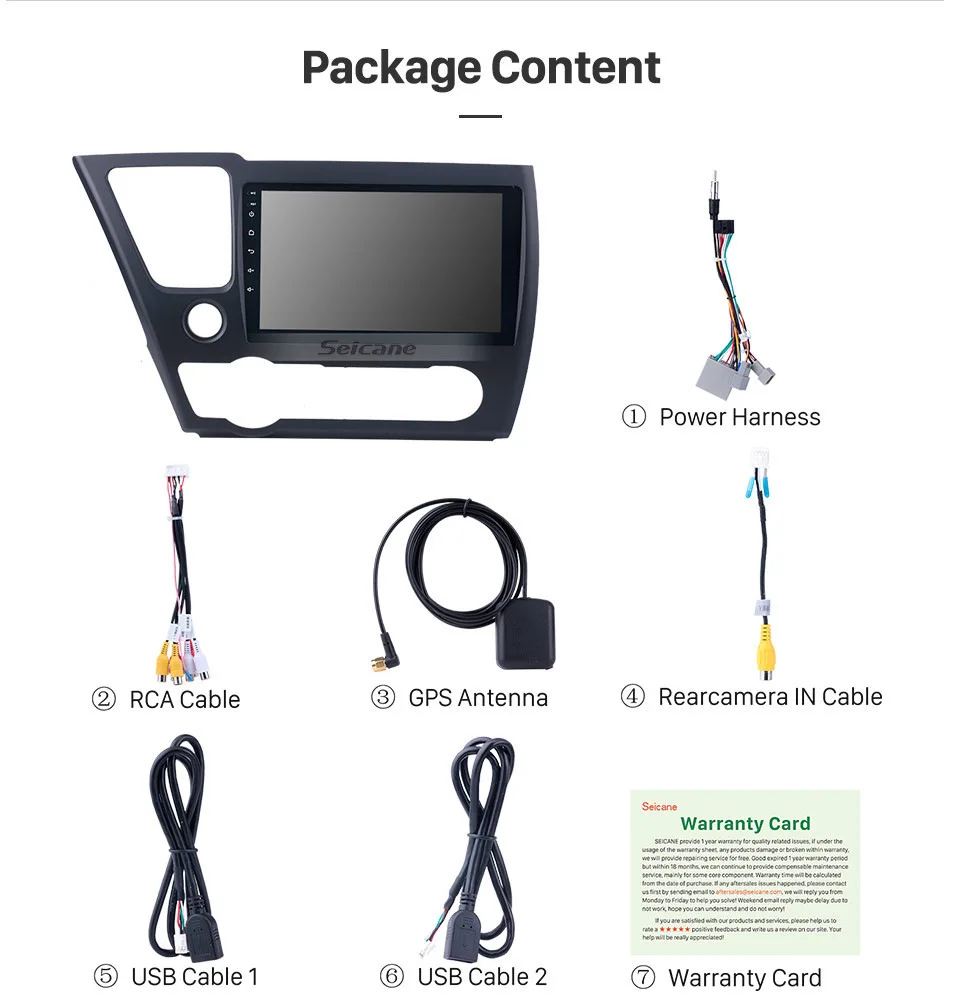 Flash Deal Seicane For 2014 2015 2016 2017 HONDA CIVIC auto stereo unit multimedia 9" Quad-core Android 8.1 HD Touchscreen GPS Navigation 18