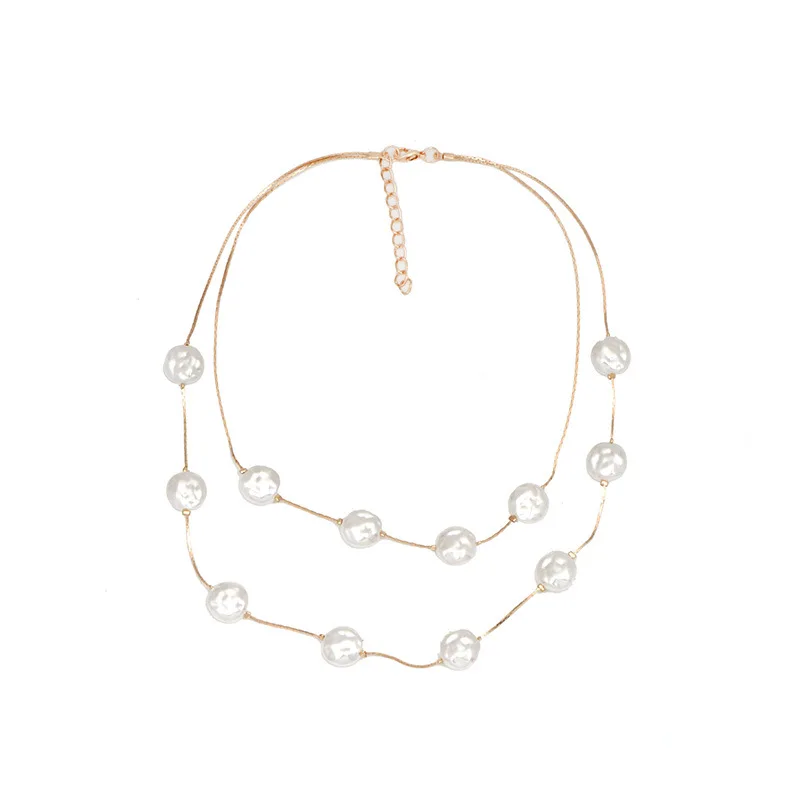 

Baroque Pearls Clavicle Chains Female Luxury Design 2019 Fashion Jewelry Necklaces for Women Double Chain Girls Gift New