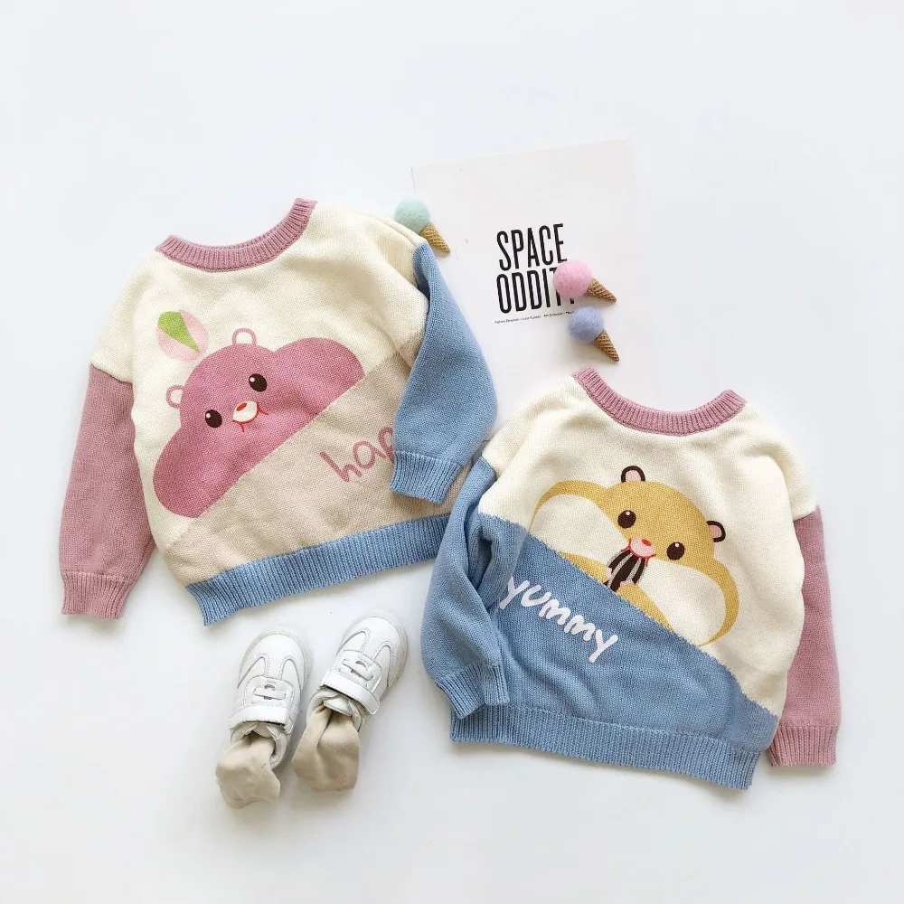 

kids autumn winter sweaters baby clothes warm cartoon Pattern Wear on both sides cute cotton soft sweater tops baby Pullover