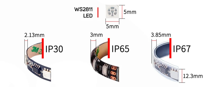 WS2811 5050 SMD RGB пикселей Светодиодная лента 60 Светодиодный s/m программируемое перенастраиваемое светодиодное освещение 0,5 м 1 м 2 м 3 м 4 м 5 м 12 В полноцветная светодиодная лента лампа