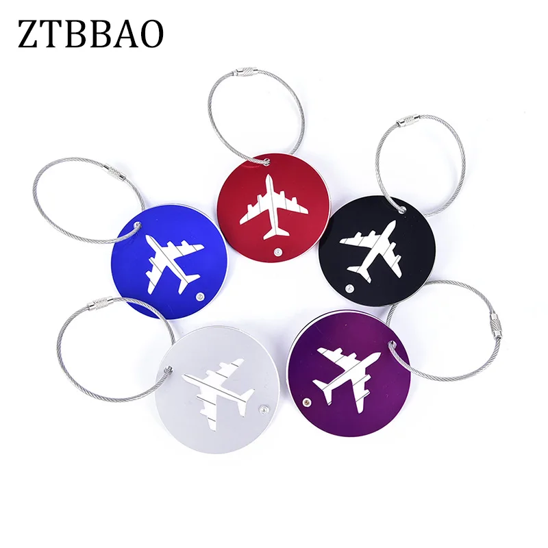 High Quality 5 Colors travel accessories luggage tag Aircraft Round Shape Portable Secure Travel Suitcase label best love