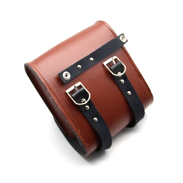 1PCS Brown Rectangle Style Motorcycle PU Leather Saddle Bags Side Tool Bags Touch Universal For Honda BMW Kawasaki KTM Suzuki