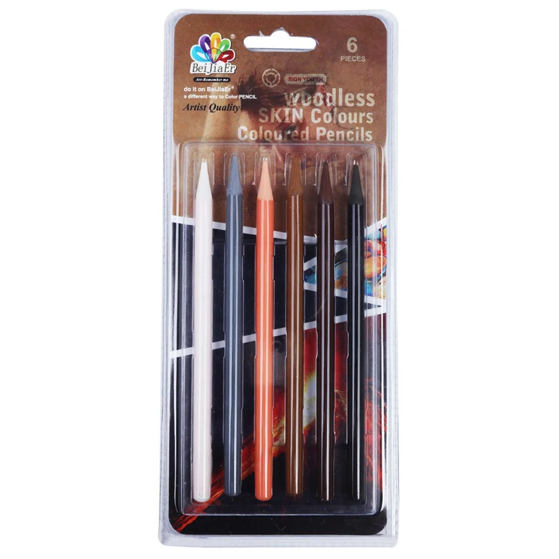 MEEDEN 6 цветов, Безлесные Графитовые карандаши, цветные карандаши для кожи, набор карандашей для рисования