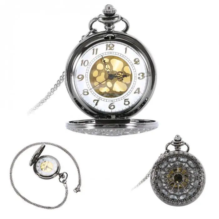 Винтажные женские мужские золотые полые кварцевые карманные часы с золотым циферблатом ожерелье подарки в античном стиле LXH