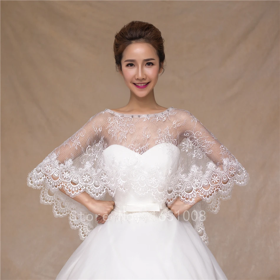 V 001 Hot 2015 New Bridal Bolero wedding Jacket Accessories Sheer Sexy Lace see through Beads Free shipping PJ009 | Свадьбы и