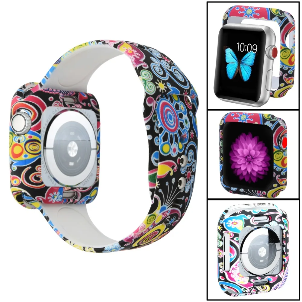 Odog цветок силиконовый чехол для Apple Watch 4 полоса 40 мм 44 iWatch серии защитная рамка