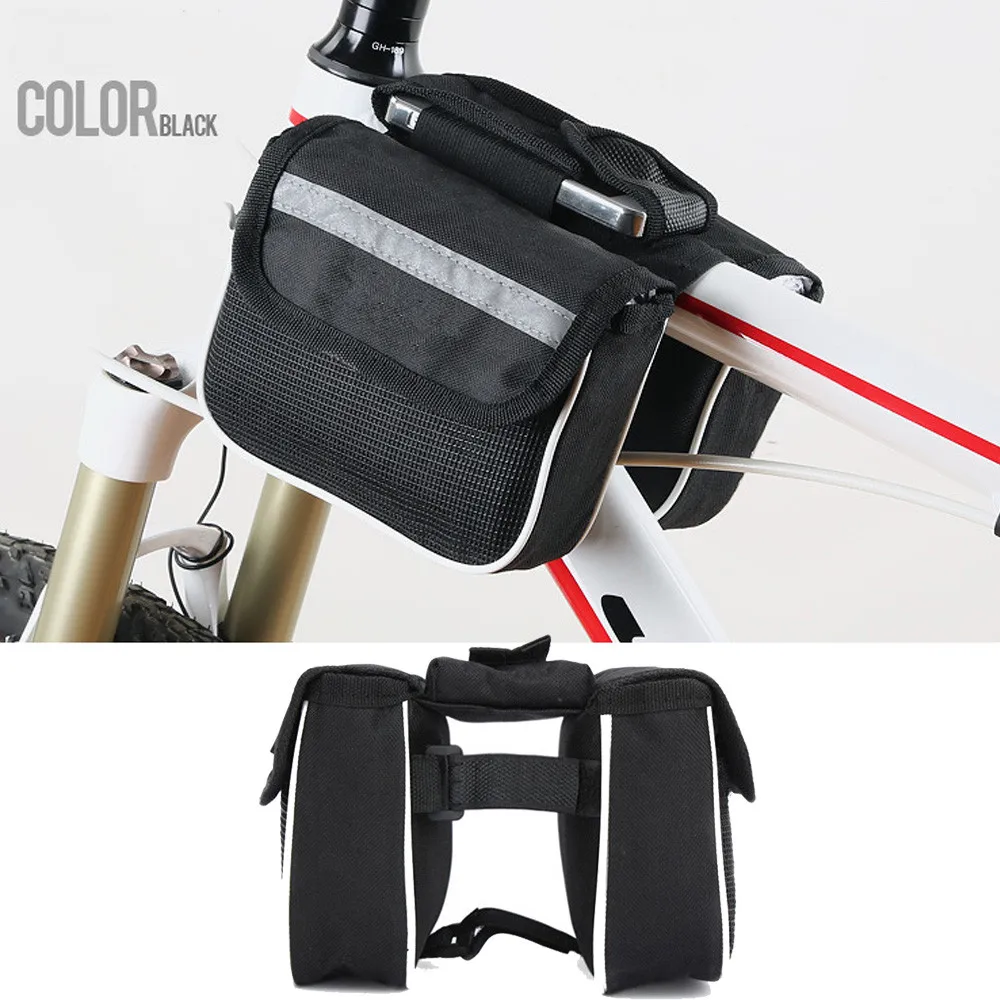 

1pc Bicycle Bag black waterproof Zipper closure 14.5x4.5x11.0cm durable Bicycle bike cellphone bag outdoor accessory 2019 hot