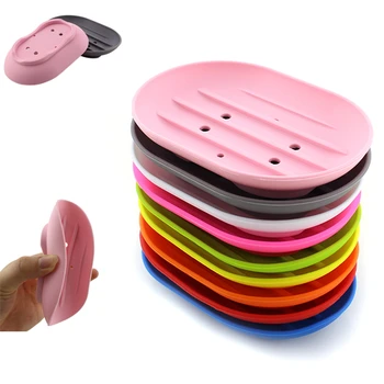 

Flexible silicone soap dishes anti-skidding soap holder plate tray leaking mouldproof boutique soap rack for bathroom kitchen