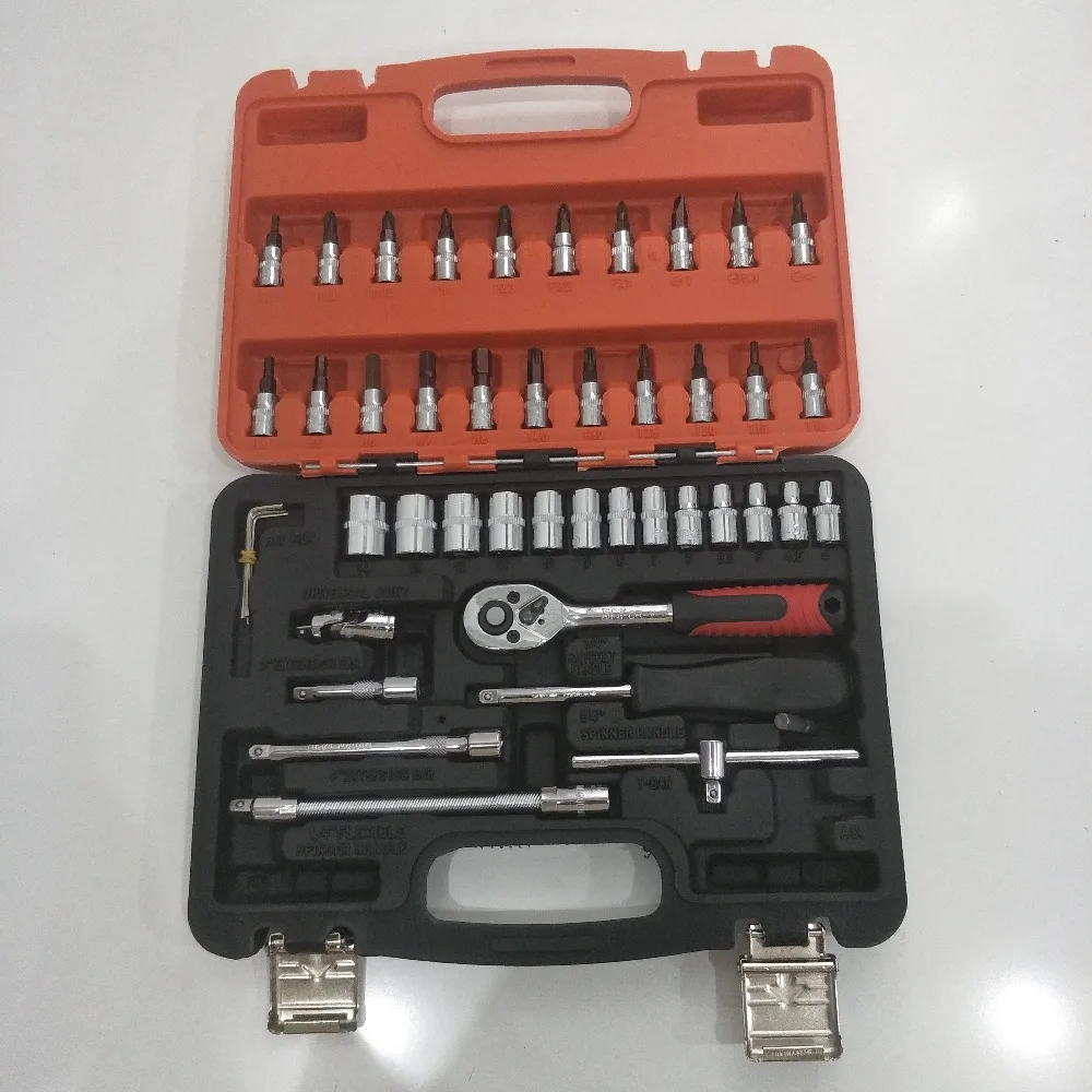 

46 PCs Fast Ratchet Socket Wrench Auto Repair Sleeve Steam Protection Kit Hardware Metal Suit Hand Tool